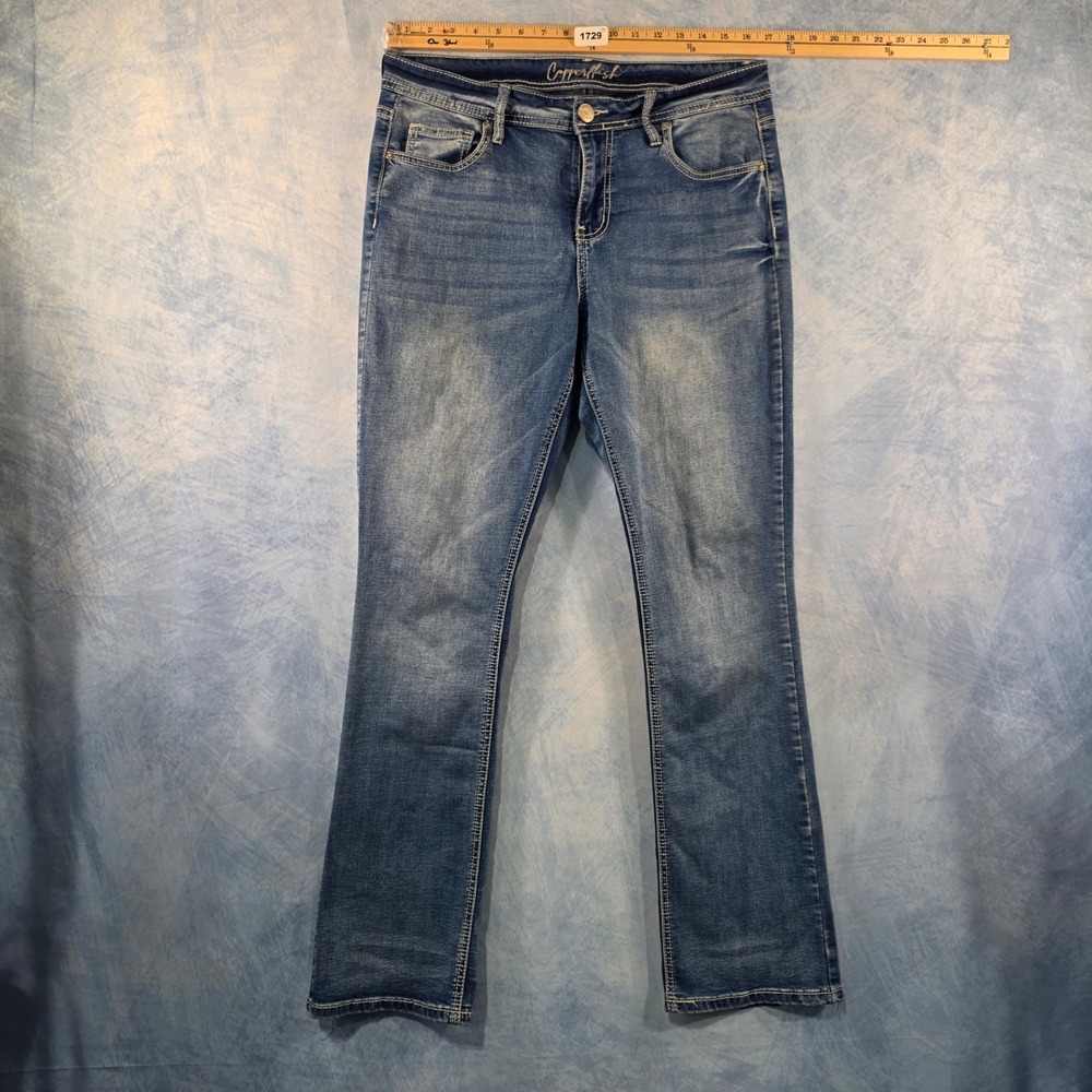 Copperflash‎ Curvy Bootcut Jeans Womens 12 Medium Wash Embroidered Back Pocket